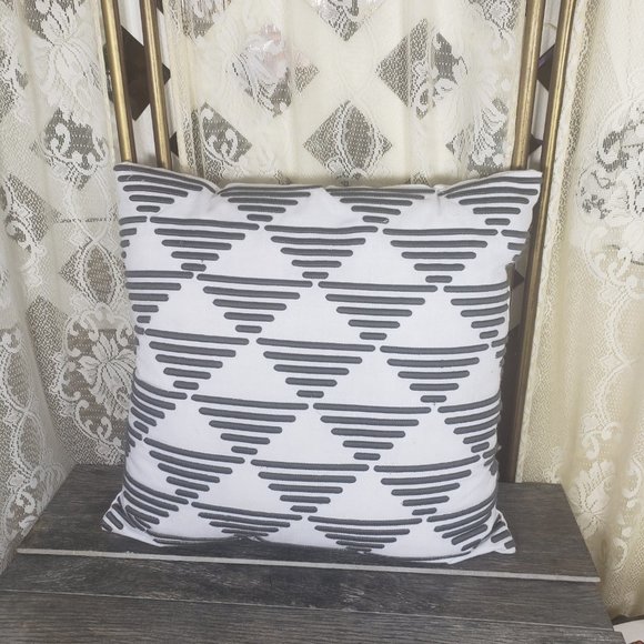 Two Throw Pillows-Chocolate Brown and White/Grey - Picture 3 of 5